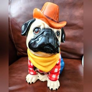 Westlake COWBOY PUG COOKIE JAR HTF,Out of Circulation 💕🐶